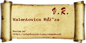 Valentovics Róza névjegykártya